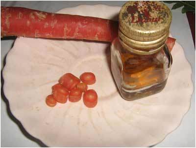 La miel y el paquete de zanahoria