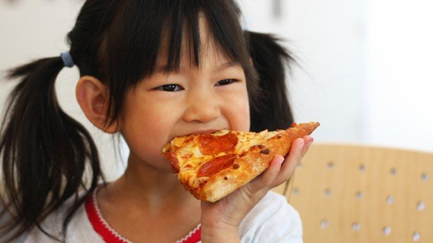 Pizza Toma una salida rebanada de Salud de los Niños '