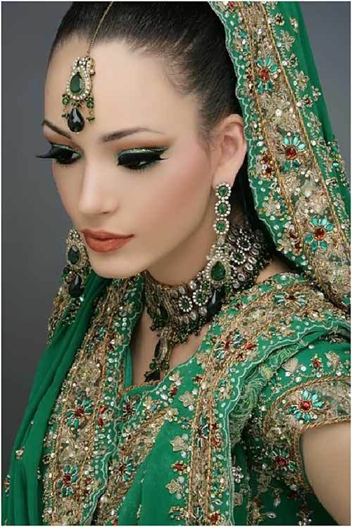 tradicional Punjabi verde vestido de novia